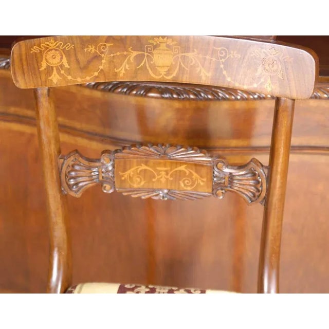 English Regency Dining Chairs with Walnut Inlay, Set of 12 For Sale - Image 9 of 18