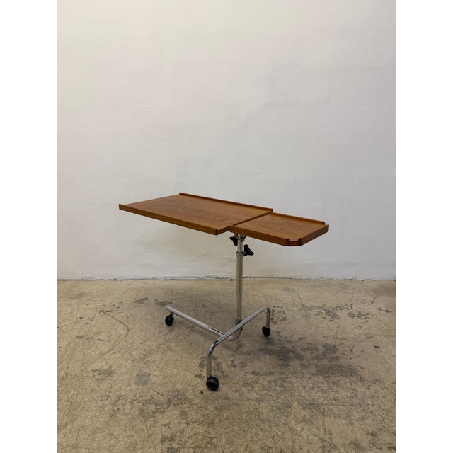 1970s Danecastle Danish Modern Teak and Chrome Adjustable Reading Tray Table, 1970s For Sale - Image 5 of 16