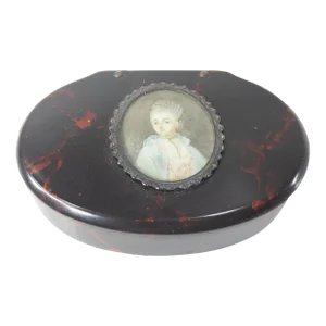 19th Century Faux Tortoiseshell Paper Mache Snuff Box