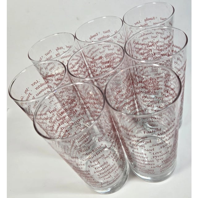 Glass Holiday Greetings Tumblers- Set of Eight For Sale - Image 7 of 11