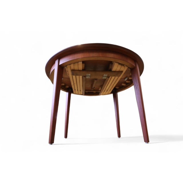 Round Extendable Dining Table in Teak by Henning Kjærnulf for Sorø Stolefabrik, Denmark, 1960s For Sale - Image 4 of 18