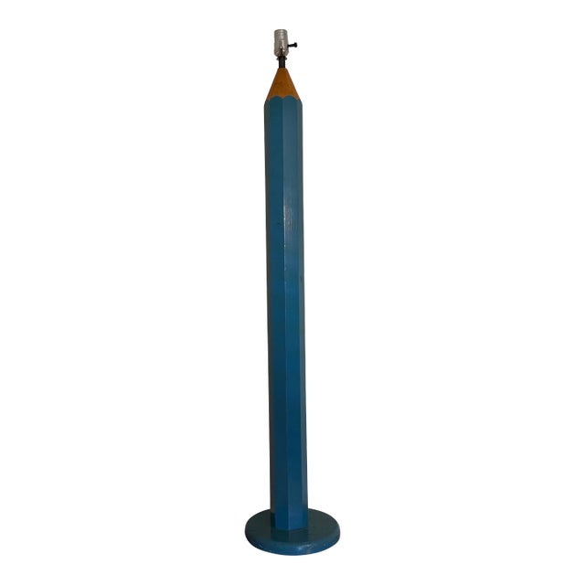 Vintage Midcentury Modern Blue Pencil Floor Lamp For Sale