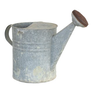 1912 Antique Galvanized Zinc Watering Can For Sale