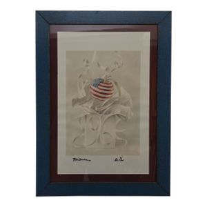 1990s Greg Mort "Big Apple" Lithograph Signed by President Bill Clinton, Framed