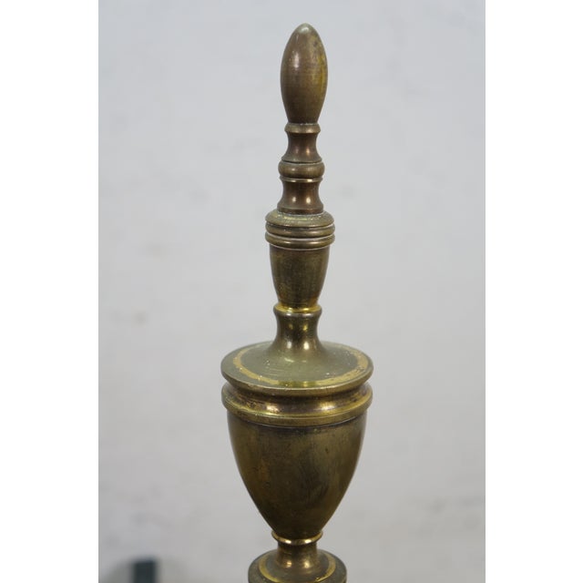 Antique Brass Cast Iron Colonial Federal Fireplace Hearthware Andiron Fire Dogs For Sale - Image 4 of 18