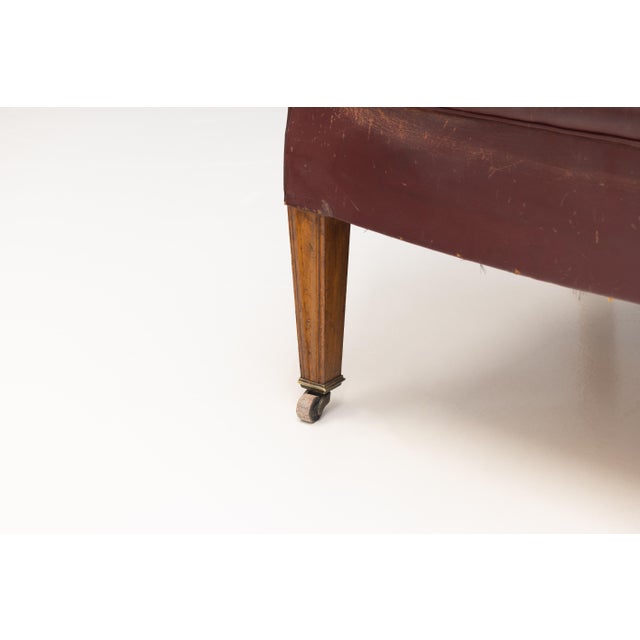 Wood Leather Tub Chair, 1920s For Sale - Image 7 of 8