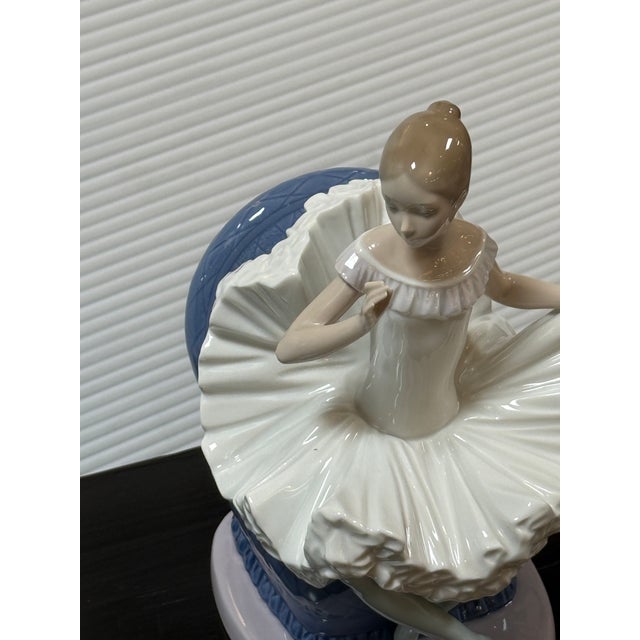 Off-white Lladró Sitting Ballerina in Plush Blue Chair From the Tribute to the Ballerina Collection Porcelain Figurine, Signed For Sale - Image 8 of 12