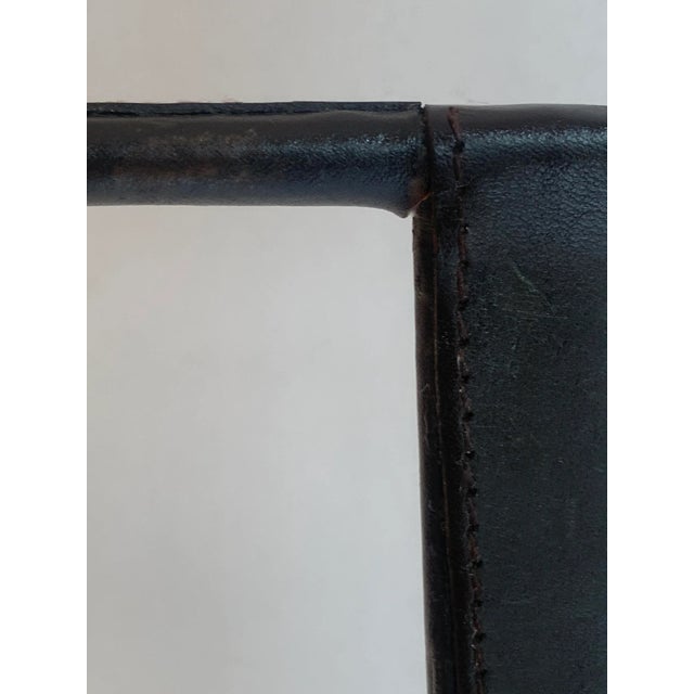 Metal Jacques Adnet Leather Magazine Rack For Sale - Image 7 of 11