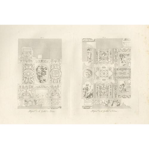 Louis-Pierre Baltard, Antique Decorative Ceiling Designs, Fontainebleau Gallery, 1803, Prints, Set of 2 For Sale - Image 10 of 13