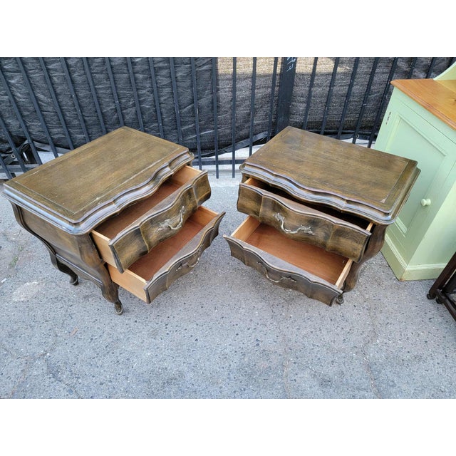 1970s Two French Provincial Style Wood Bombay Nightstands. For Sale - Image 12 of 18
