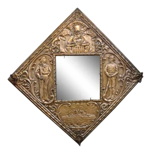 Victorian Embossed Copper Patriotic Mirrored Coat Rack
