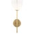 Transitional AERIN for Visual Comfort Signature Brisa 20" Torch Sconce in Hand-Rubbed Antique Brass with White Strie Glass Shade For Sale - Image 3 of 8