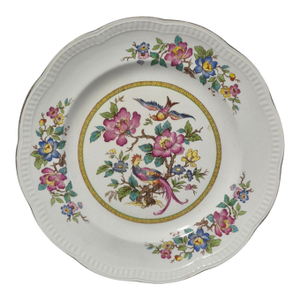 Vintage Chinoiserie Crown Clarence Staffordshire England Oriental Bird Plate