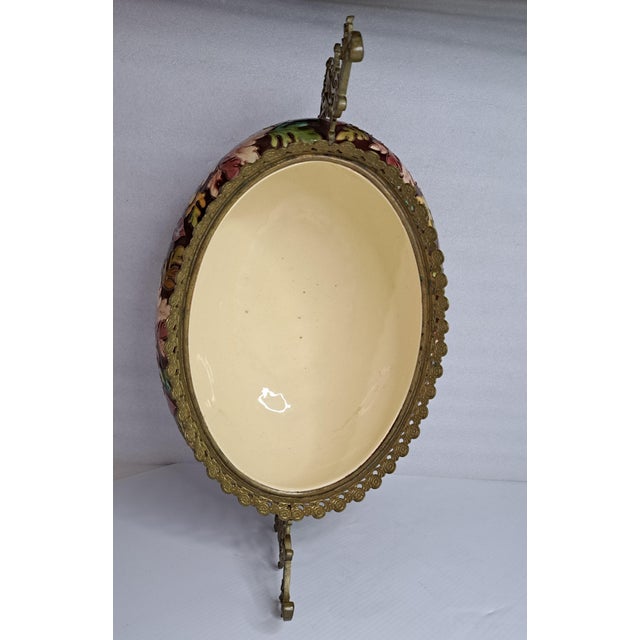 Late 19th Century French Majolica Jardinière With Bronze Dragon Handles For Sale In West Palm - Image 6 of 15