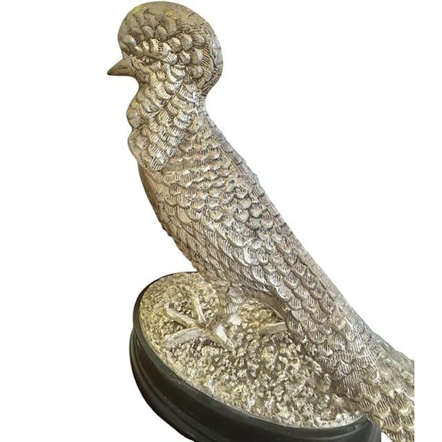 Early 20th Century English Silver Plate Pheasant Sculptures - A Pair For Sale - Image 10 of 15
