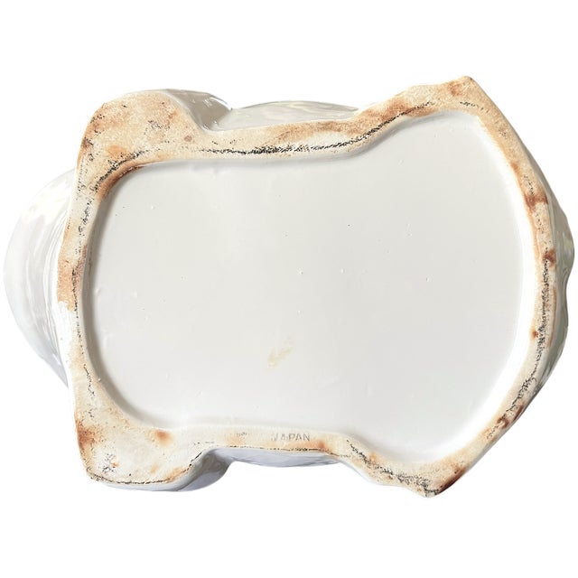 Large Vintage White Hobnail Ceramic Frog Planter – In the Style of Jean Roger, 1960s Sculptural Garden Vessel For Sale - Image 9 of 10