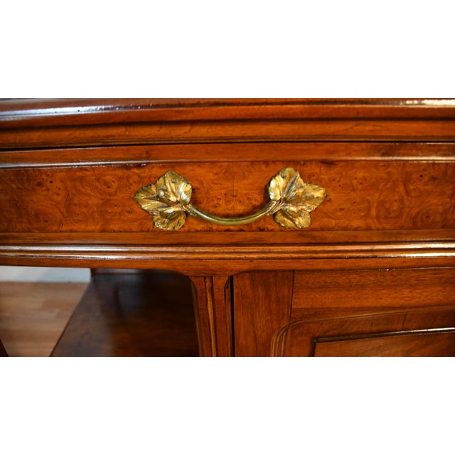 1900s Antique French Walnut & Burl Walnut Server / Buffet / Sideboard With Mirror For Sale - Image 11 of 18