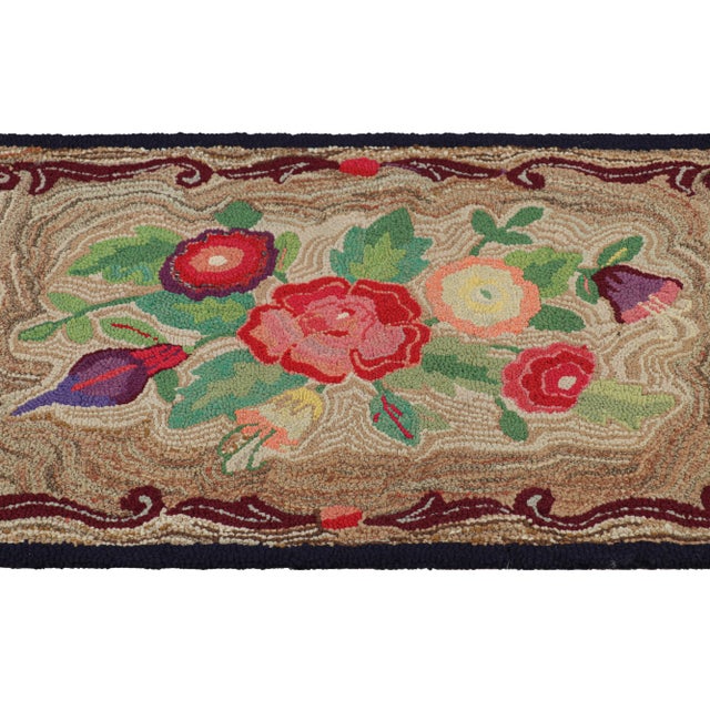 Traditional Antique Hooked Rug in Brown With Floral Medallion & Patterns From Rug & Kilim For Sale - Image 3 of 7