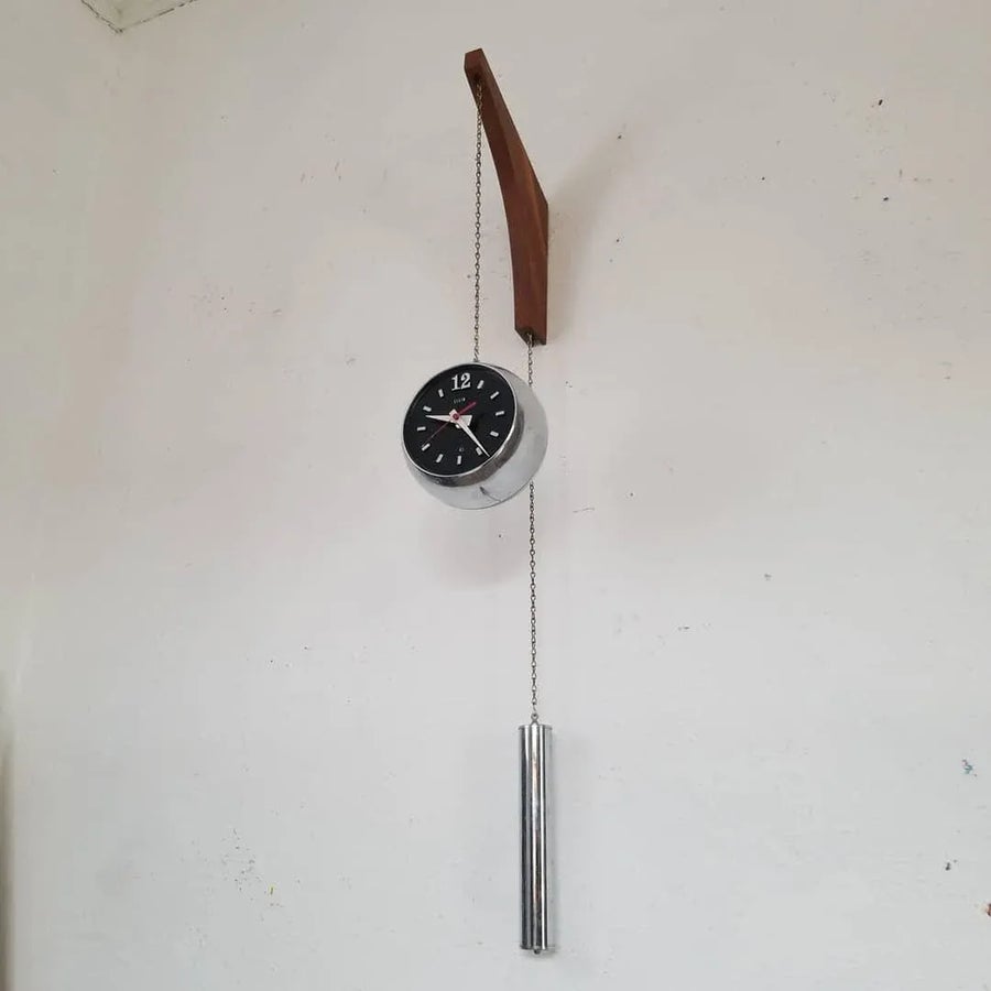 midcentury額 Max Bill Designed Mid-Century Wall Clock with Timer for