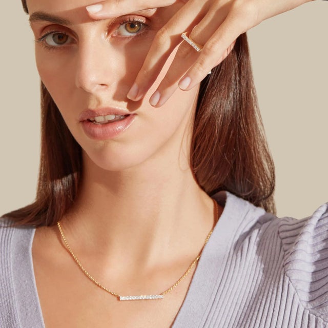 Not Yet Made - Made To Order The Maya Asscher Cut Bar Ring in 14k Yellow Gold Lab Grown Diamonds by Lumeniri, Size 8 For Sale - Image 5 of 9