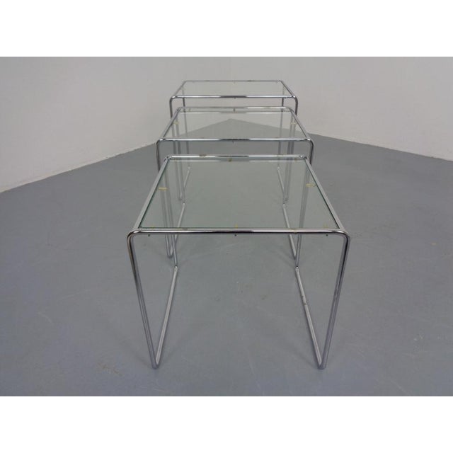 Glass & Chrome Nesting Tables, 1960s, Set of 3 For Sale - Image 6 of 18