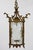 An elegant small antique brass hanging lantern with clear etched glass, dating from the early 20th century (circa...