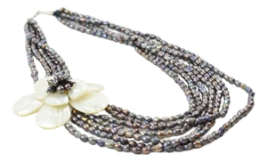 Freshwater Pearl and SeaShell Multi Strand Choker Necklace