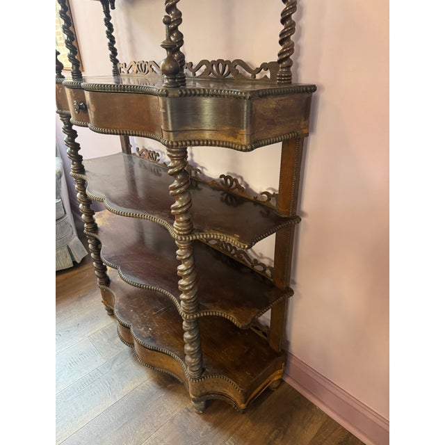 Late 19th Century Victorian Barley Twist Etagere With 2 Drawers and 6 Shelves. For Sale - Image 9 of 13