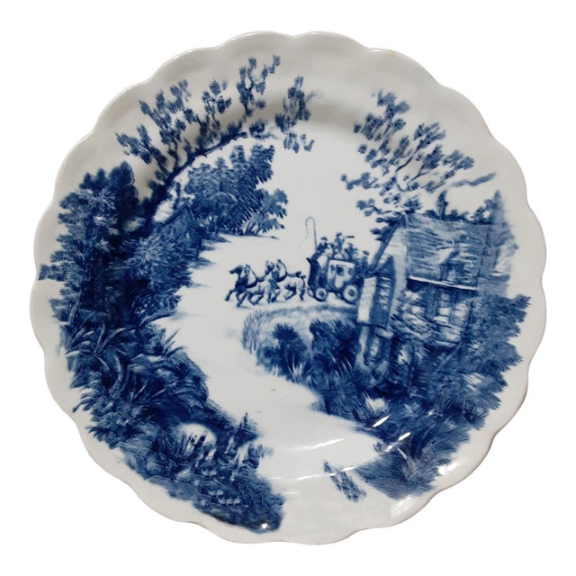 19th C. English Blue and White Staffordshire Plate For Sale