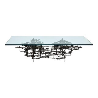 1970s Daniel Gluck Brutalist Sculptural Coffee Table in Bronze For Sale