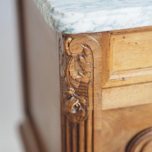 Antique French Bedside Table with Marble and Porcelain Top, 1890s For Sale - Image 6 of 17