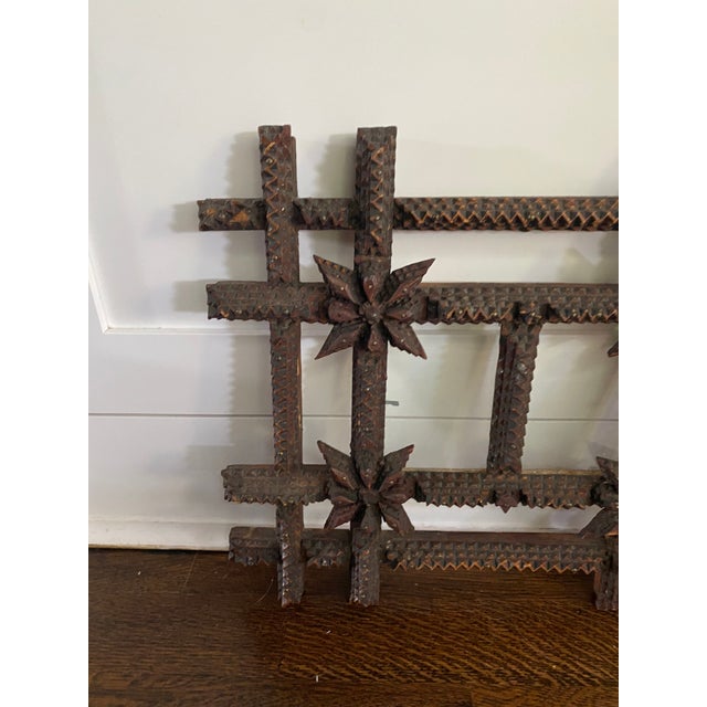 Rustic Antique Tramp Art Double Frame For Sale - Image 3 of 5