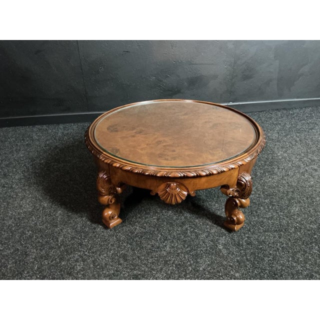 Round Walnut Coffee Table, 1950s For Sale - Image 3 of 6