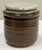 Vintage lidded studio pottery Jar with round speckled gray lid. Handmade and signed on base. No chips or cracks.