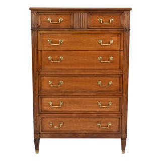 Kindel Furniture Neoclassical Louis XVI Style Cherry 7-Drawer Highboy Dresser For Sale