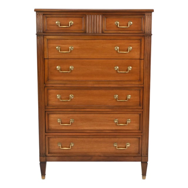 Kindel Furniture Neoclassical Louis XVI Style Cherry 7-Drawer Highboy Dresser For Sale