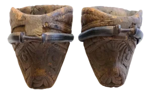 Carved Wooden Stirrups - a Pair
