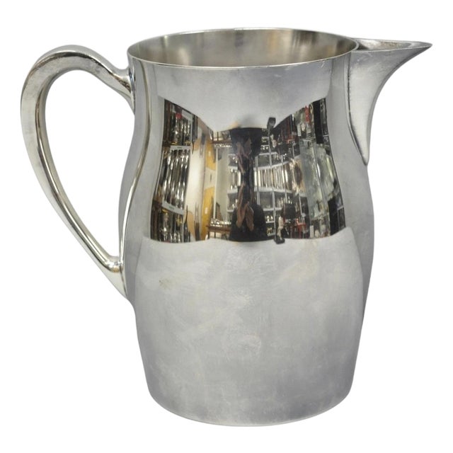 Vintage Bristol Silverplate by Poole B54 Silver Plated Bulbous Water Pitcher For Sale