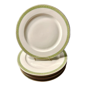 Late 19th Century Limoges France T& v Green & Gold Dinner Plates — Higgins & Seiter, Ny S/6