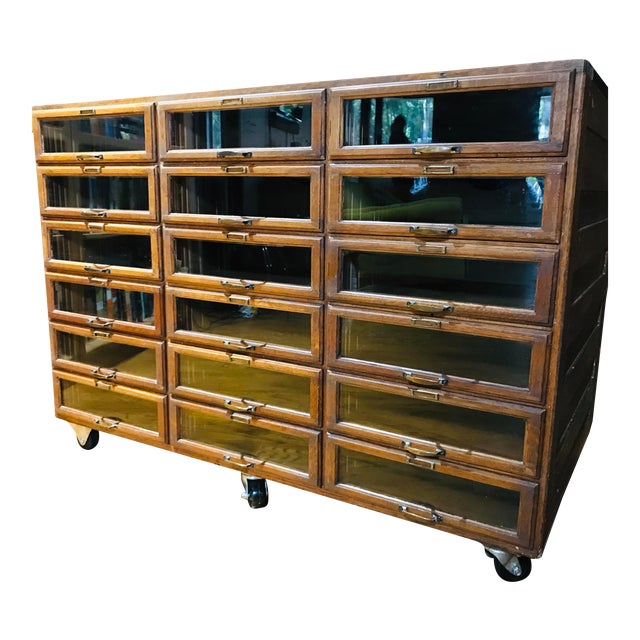 Vintage Oak Wood Shop/Haberdashery Storage Chairish