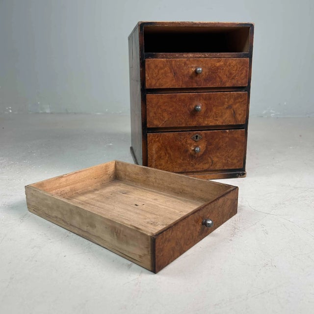 1950s Vintage Burl Wood Filing Cabinet, Japan, 1950s For Sale - Image 5 of 10