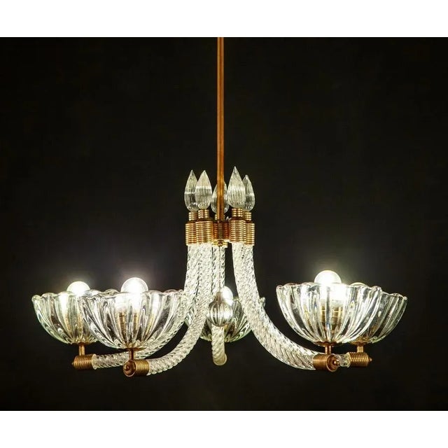 Italian Art Deco Chandelier from Barovier & Toso, 1940s For Sale - Image 11 of 15