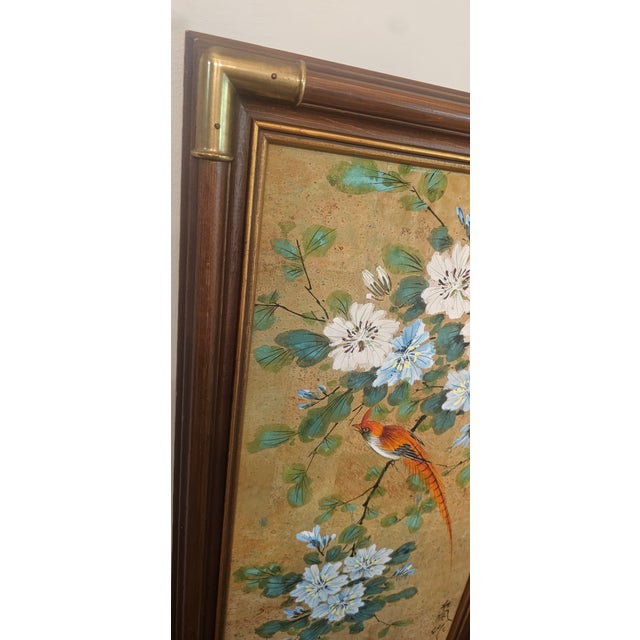 This beautiful painting is in good condition with wear commensurate with age. Signed bottom right. The contrasting colors...