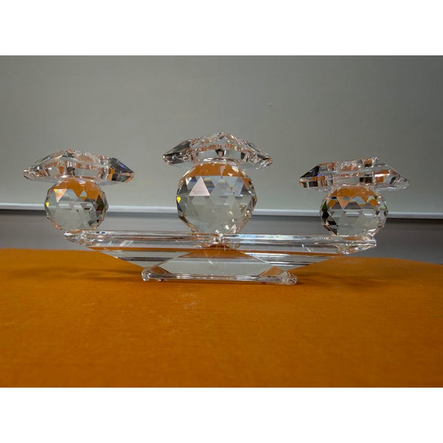 Vintage 1980s Swarovski Austrian Crystal 3-Light Candelabra Candle Holder - Model 7600 For Sale In West Palm - Image 6 of 8