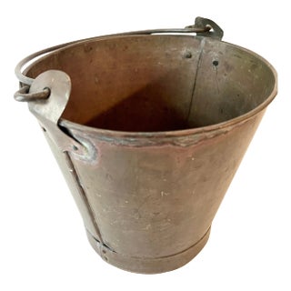 A Small Patinated Brass Pail with Handle For Sale
