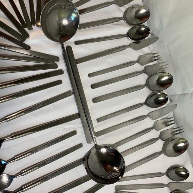 Mid-Century Modern 1950s Copenhagen Cutlery by Erik Herlow Iconic "Obelisk" Pattern - 54 Pieces For Sale - Image 3 of 6