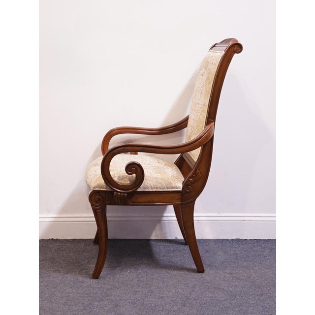 Early 21st Century Bernhardt Furniture Traditional Neoclassical Revival Mahogany Toned Upholstered Dining Arm Chair For Sale - Image 5 of 10