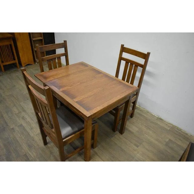 Crafters and Weavers Mission Oak Dining Set - 5 Pieces - Walnut For Sale In Chicago - Image 6 of 10