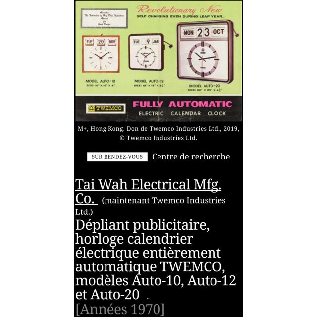 Automatic Calendar Auto-20 Clock from Twemco, 1970s For Sale - Image 9 of 12