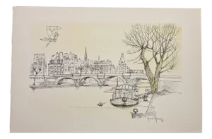 Marcel Genay, View of the Pont-Neuf, Lithograph, 1970s